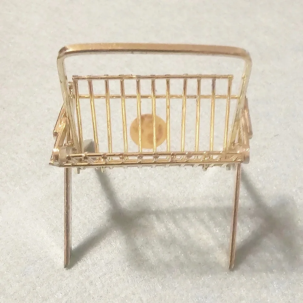 1:12 Dollhouse MCM Miniature Gold Metal Magazine Rack and Umbrella Stand Set